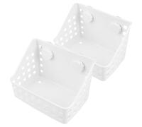 Happyyami Étagères de Rangement en Plastique Blanc pour Petits Animaux, Mangeoire Suspendue à Nourriture pour Lapins, Support Résistant aux Morsures Fixation Ventouse, 2 Pièces, pour Cage