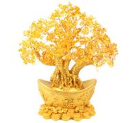 Happyyami Feng Shui Arbre Bonsaï Cristal Arbre d'argent Chinois Nouvel an Décoration Citrine Cristal Ornement pour Maison Bureau Richesse Chanceux Sculpture Bureau Décor Feng Shui Cadeau