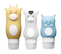 Happyyami Flacons de Rangement en Silicone pour Déplacements et Voyages D'affaires Couleur Aléatoire Lot de 3 Design Cartoon Original, Légers et Portables pour Shampoing