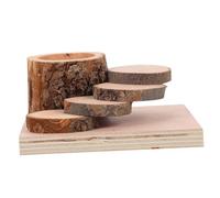 Happyyami Hamster Wooden Platform with Food Bowl Climbing Chewing Toy for Small Animals Fun and Healthy Activity
