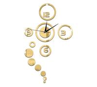 Happyyami Horloge Murale Décorative Silencieuse en Plastique Or Adhésive Design Unique et Créatif Solide Finition pour Bar ou Décoration D'hôtel