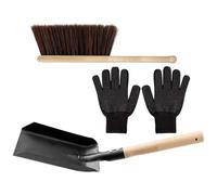 Happyyami Kit de Nettoyage de Cheminée avec Pelle à Cendres et Balayette à Poils Bruns 1 Set pour Foyer et Poêle