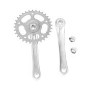 Happyyami Kit Manivelle Aluminium Dents Mono Plateau Bras Manivelle et Amovible pour Vélos Single Speed Remplacement Roue Chaîne Compatible VTT et Urbain