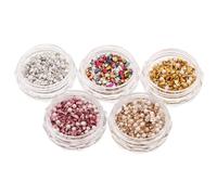 Happyyami Lot de 10 boîtes de breloques et pierres précieuses pour nail art : petits strass irréguliers, pierres concassées à dos plat, accessoires de décoration pour pointes en acrylique,