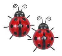 Happyyami Lot De 2 Décorations Murales en Métal en Forme De à Bon Rouge pour Jardin Et Terrasse, Suspendue Ou à Poser, Ornements Décoratifs Muraux Intérieurs Et Extérieurs