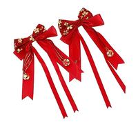 Happyyami Lot de 2 Pinces à Cheveux Nœud Rouge de Style Chinois, Petite Taille, Accessoire Cheveux Décoratif pour Femmes, Adapté Coiffure Traditionnelle et Cérémonies