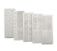 Happyyami Lot De 5 Pochoirs Et Tampons Pour Ongles, Petites Plaques D’estampage Nail Art Animaux Et Océan, Modèle Été, Kit De Manucure Pratique Pour Décorations D’ongles