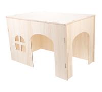 Happyyami Maison Bois pour Hamster Et Rongeurs Cachette Confortable Et Aire De Jeu pour Animaux De Compagnie Bois Naturel