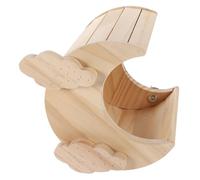 Happyyami Maison Bois pour Hamsters Habitat Décoratif Forme De Lune Refuge Confortable pour Petits Animaux comme Chinchillas Cochons Et Souris