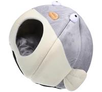 Happyyami Maison Confortable Rembourrage en Coton PP et Flanelle pour Chat de Poisson-Globe Semi-fermée, Nid Chaud pour Animaux de Compagnie pour Chambre et Sol