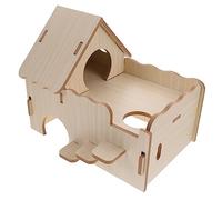 Happyyami Maison en Bois Habitat du Cochon d'Inde Jouets De Furet Peau De Cochon d'Inde Lit pour Hamsters Cages à Cochon d'Inde Maison Qui Dort Écureuil Tunnel De Cobaye Jouet Boisé