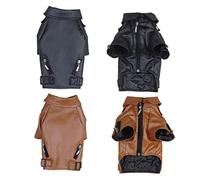 Happyyami Manteau d Hiver pour Chien PU Cuir Chaude Et Coupe-Vent Vêtements pour Animaux De Compagnie avec D- Noir