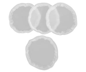 Happyyami Moule Silicone Moules à-Verres Dessous de Verre en Silicone Blanc, Kit de 4pcs Facile à Utiliser et Compact Légers et Réutilisables pour DIY et Bureau
