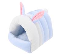 Happyyami Nid De Hamster Cages pour Hamsters Clapier Jouets Maison De Cobaye Cochon Maison Chaude pour Hamster Piège à Rat Maison De Lapin D'intérieur Toison Lit Hérisson Hamacs Coton Blue