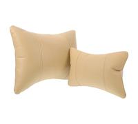 Happyyami Oreiller Cervical pour Voiture 2 Pièces Beige, Coussin D'appui-tête Rembourré en Coton, Support Lombaire Ergonomique Respirant, Usage 4 Saisons, Confort Conducteur