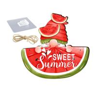Happyyami Panneau Bois Décoratif Été Plaque Suspendue Motif Pastèque Avec Gnome Pour Décoration Murale Jardin Et Fête Estivale