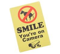Happyyami Panneau d'Interdiction en Métal pour Chiens « Interdit aux Chiens d'Uriner » Texte « Souriez, vous Êtes Filmé », Panneau Extérieur Résistant pour Cour, Jardin et Espaces Publics