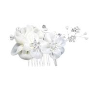 Happyyami Peigne à Cheveux En Strass Et Fleurs En Soie Blanc, Taille Moyenne, Décoratif Pour Mariée Et Demoiselle D'honneur, Accessoires Cheveux Pour Mariage Et Occasions Spéciales