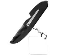 Happyyami Peigne De Voyage Pliable Pour Avec Miroir Carré Peigne à Barbe à Dents Fines Accessoire Pratique Avec Porte-clés