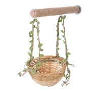Happyyami Perchoir à Oiseaux avec Balançoire Et Support pour Percher Jouet Seagrass Station De Jeu pour Perroquets Jouet pour Oiseaux