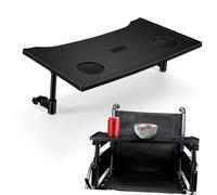 Happyyami Petite Table Pliante en Plastique avec Porte-gobelet pour Fauteuil Roulant Pliable, Accessoire Léger et Portable pour Repas en Intérieur et Extérieur