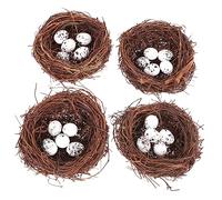 Happyyami Pièces décor de nid d'oiseau décoratifs en Mousse Oiseaux Jouets d' artificiels nichoir pour Jardin rotin nid d'oiseau Artificiel décor d'oeuf d'oiseau en Bois