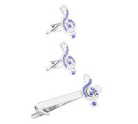 Happyyami Pince à Cravate Style Classique et Élégant Note de Musique en Alliage Argenté Boutons de Manchette Homme pour Chemises Business ou Soirées