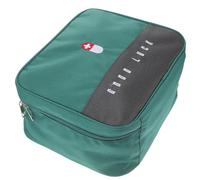 Happyyami Pochette médicale de rangement multi-grilles en tissu Oxford vert robuste grande capacité avec design séparateur pour usage scolaire et voyage
