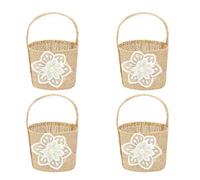 Happyyami Sachet Dragees Mariage 4 Pièces Petit Panier De Fleurs En Lin Réutilisable 3.94X2.36X1.77 Pouces Pour Bonbons Pétales Et Décoration De Mariage Banquets Et Événements