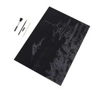 Happyyami Set de 4pcs Image à Gratter Soi-même Papier à Gratter en Carton Noir, Accessoires Bambou, Pinceau et Stylo Doré pour Décoration DIY Maison