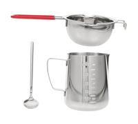 Happyyami Set de Fondoir Inox avec Poignée Silicone Brûlure Pot à Beurre et Fromage Cuillère Épaisse et Doseur pour Cuisson Bain Facile à Nettoyer et Compact