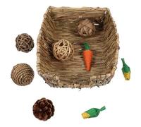 Happyyami Set de Set de Jouets à Mâcher en Naturelle Accessoires pour Changer Le Comportement de Mastication Lot de 9 Lit Tressé pour Petits Animaux pour Lapin