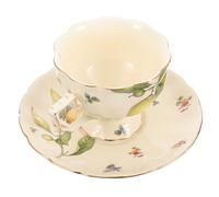 Happyyami Set de Tasse à Café Design Vintage Rétro avec Soucoupe en Céramique Grosse Ouverture et Résistance aux Chocs, Thé de L'après-midi pour Usage Domestique