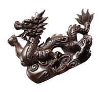 Happyyami Statuette Dragon Bois Décoration Chinoise Artisanale pour Bureau Et Maison Édition Porte- Idée pour Et Famille