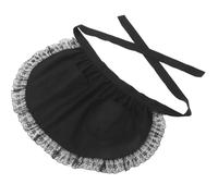 Happyyami Tablier Mi-Long Rétro en Coton Noir avec Design en Dentelle, Deux Compartiments Pratiques, Ceinture Ajustable pour Restaurant et Cosplay