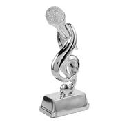 Happyyami Trophée en Résine Argentée de Microphone et Design Unique pour Concours de Chant Décoration de Fête pour Réunions Annuelles et Anniversaires