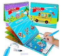 hapray Lot de 2 livres magiques de coloriage à l'eau pour tout-petits, lettres de l'alphabet et voiture réutilisables, jouets artistiques sans désordre pour enfants de 2 à 4 ans, livre d'activités de