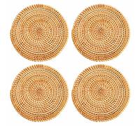 Haptufer 4 PièCes SéRies Dessous de Plateaux en Rotin pour Plaques Chaudes IsoléEs, Support de Pot pour Table, Tapis RéSistants à la Chaleur pour Cuisine