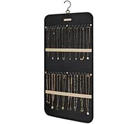 Haptufer Organisateur de bijoux à suspendre, support pour colliers, boucles d'oreilles, porte-gouttes, porte-anneaux avec poches pour pendaison sur armoire, mur, porte