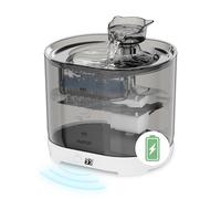 HAPUP Fontaine a Eau Chat sans Electricite Fontaine à Eau pour Chat à Pile 2,2L avec Detecteur de Mouvement Filtre Fontaine Eau Pompe Silencieuse et Brosse de Nettoyage