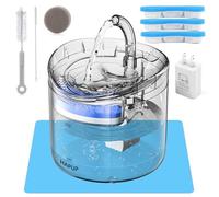 HAPUP Fontaine a Eau pour Chat Automatique 1,8 L Fontaines à Eau pour Chats Chiot avec 2 Modes d'eau 3 Filtre 1 Pompe USB Silencieuse 1 UE Adapter 1 Kit de Nettoyage 1 Tapis en Silicone