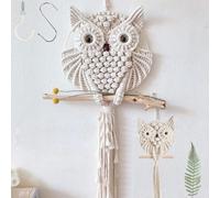 HAPYFURN Lot de 2 Attrape reve Hibou Tapisseries Murales en Macramé Style Bohème Chouette pour Chambre à Coucher Salon Galerie Maison Appartement Bureau ou Jardin (Diamètre 30cm,15cm)