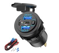 Hapytrip 78W 4 Port Prise USB 12V Chargeur de Voiture, Super Rapide Double PD3.0 & QC3.0 Port USB Multiple pour Voiture, Remplacement de l'allume-Cigarette USB C Prise 12volts pour Marine Bateau Moto