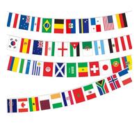 HAPZUR 1 pièce Bannière pour Coupe du Monde 2026, tissu double face, Guirlande de 42 Drapeaux du Monde, pour Fans de Football, Bars, Jardins, Clubs Sportifs, et Décorations (14 x 21 cm)