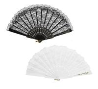 HAPZUR Éventail Plume Lot de 2 Noir & Blanc, Accessoire Élégant Vintage Années Folles 1920 Flapper Gatsby, Parfait pour Soirée, Mariage, Cocktail, Bal Masqué
