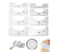 HAPZUR Lot de 8 Règles Centrage T-Shirt - Tailles Variées, Pouces & cm - Kit Couture pour HTV, Vinyle et DIY Cricut - Alignement Parfait