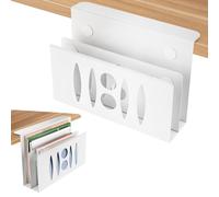 HAQIUHETO Support latéral pour Ordinateur Portable - en Acier - Pas de perçage nécessaire - pour MacBook Pro/Air, Ordinateur Portable, iPad, Livres (Double Couche - Blanc)