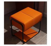 HAQMG Banc ottoman, tabourets modernes en cuir synthétique avec cadre en métal, tabouret de maquillage repose-pieds rembourré pour salon, entrée, salle de bain (orange B, néron)