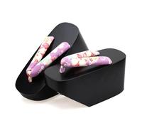 HAQMG Japonaise Pantoufle Femmes en Bois Sabots Geta Chausson Femme Traditionnelle Sandales Tongs Performances en Plein Air Sandales Danse Clog CompenséEs Chaussures (Color : Purple, Size : 38/40 EU)