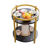 HAQMG Tables d'appoint Rondes à 2 Niveaux avec cendrier, Petites Tables d'appoint for Salon, Chambre, Balcon, Petits espaces(Nero,Gold)